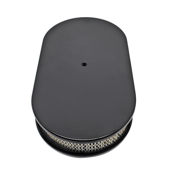 Cfr Performance CFR HZ-6021-PBK 15 in. Aluminum Oval Air Cleaner Paper Filter Smooth - Black HZ-6021-PBK - main